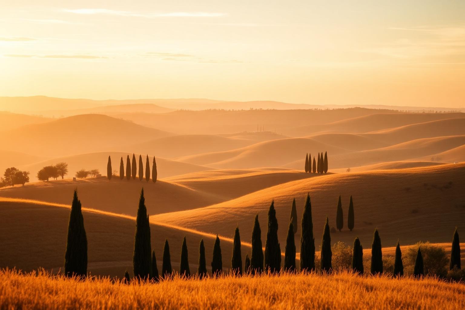 Tuscan hills at golden hour